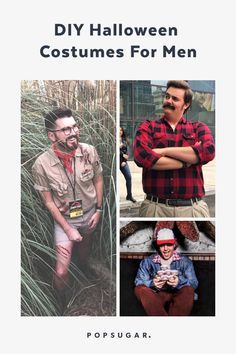 three different pictures of men in costumes for halloween