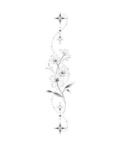 a black and white drawing of flowers on a white background