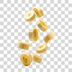 sliced bananas on a transparent background with clippings to put them in the image