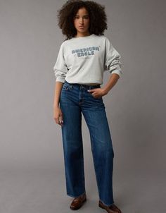 The it fit you need, with a high rise and wider leg from the thigh through the ankle. Made for curves with extra room in the hip & thigh. Random Wishlist, White Jeans Men, Athletic Fit Jeans, Dream Jeans, Jean Trends, Curvy Jeans, Loose Jeans, Medium Wash Jeans, Extra Room