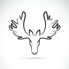 an moose's head with large antlers in the center on a white background