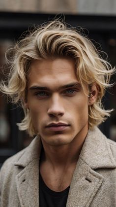 Explore 43 Trending Blonde Hairstyles Men Can Rock in 2024: From Short Curly to Long Straight Messy Haircut Men, Blinde Hair, Nordic Blonde, Messy Haircut, Haircut Men, Curly Hair Types