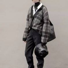 00s Mode, Knit Plaid, Clothing Board, 80s Punk, Oak Fort, Academia Outfits, Plaid Cardigan, Mock Neck Long Sleeve, Fall Days