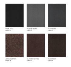 the different colors of carpet samples are shown in this image, including black, brown, and white