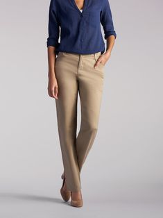 Women’s Relaxed Fit Straight Leg Pant All Day Pant | Women's Pants | Lee® Comfortable Dress Pants, Khaki Pants Outfit, Womens Straight Leg Pants, Business Professional Outfits, Relaxed Fit Pants, Work Pants Women, Office Casual Outfit, Straight Leg Pant, Office Outfits Women