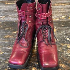 Stunning Vintage Boots With Square Toes Leather Lace Up Motos European Size 6 ( Us Size 8-/2) Excellent Condition Especially For Vintage Boots! Rare Made In France French 80s Style Similar To Dr Martens And Frye Combat 80s Style, Vintage Boots, Leather Lace, 80s Fashion, Leather Booties, Vintage Shoes, Dr. Martens, Leather And Lace, Made In France