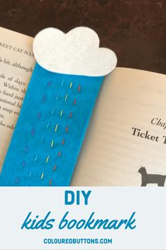 an open book with the title diy kids's bookmark on top of it