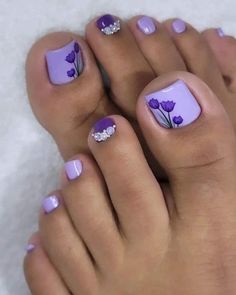 Purple Toe Nail Designs, Purple Toe Nails, Pedicure Ideas