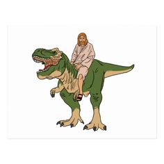 jesus riding on the back of a dinosaur