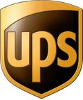 the ups logo is gold and black with white letters that read, up's