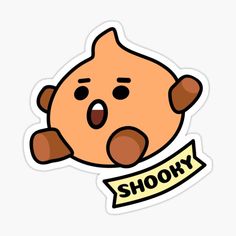 an animal sticker with the word shory on it's chest and tongue sticking out