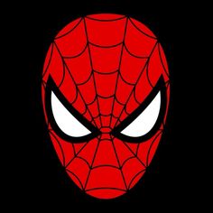 the face of spider man with eyes wide open in front of a black background,