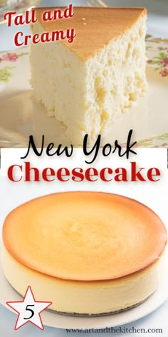 two different types of cheesecakes with the words new york cheesecake on top