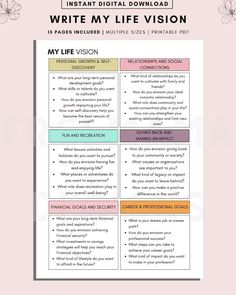 Life Vision Planner, Life Goals Planner, Goal Setting, My Future, Dream Life, Goal Tracker, New Year Goal Planning Goal Planner Printable - Etsy Planners 2024, Life Goal Planner, Vision Planner, Planner Goals, Year Planning, Goal Planner Printable, New Year Planning, Life Vision, Self Care Bullet Journal