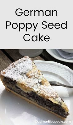 a piece of german poppy seed cake on a plate