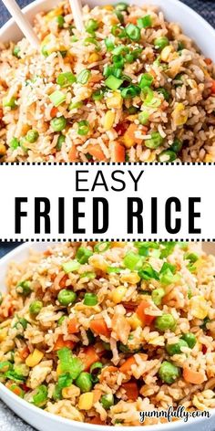 an easy fried rice dish with peas and carrots