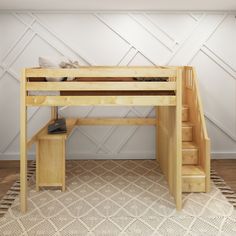 ENORMOUS15 XL NS : Study Loft Beds Full XL High Loft Bed with Stairs + Corner Desk, Slat, Natural Loft Bed Stairs, Loft Bed Storage, Loft Bed With Stairs, High Loft Bed, Bed With Stairs, Desk And Storage, Curved Bed, Solid Wood Bunk Beds, Twin Size Loft Bed