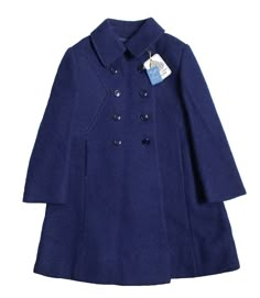 "VINTAGE 60/70's, stunning winter coat, warm and luxuriouspure virgin wool fabric,  beautiful deep blue shade, acetate lining, beautiful details ( texture ), double breasted, side pockets, made in Italy. Measurements : Length \" / Width (shoulders) \" / Width ( underarms ) \" / Sleeves length \". Size 4 years Vintage condition level 5, new old stock ; perfect condition ( dry clean is recommended ) We assess the condition of our vintage items on a scale from 0 to 5. Level 5 corresponds to an almo Elegant Blue Pea Coat With Button Closure, Blue Wool Coat For Formal Occasions, Elegant Blue Wool Coat With Button Closure, Formal Blue Wool Coat With Button Closure, Blue Wool Coat With Button Closure For Formal Wear, Fitted Blue Wool Peacoat, Blue Wool Peacoat For Winter, Classic Blue Long-sleeved Wool Coat, Elegant Blue Wool Coat With Buttons