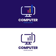 the logo for computer company is designed with an image of a monitor and keyboard on it