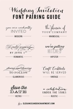 wedding font pairing guide for the bride and groom to use on their own wedding day