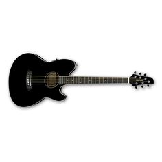 an electric guitar with a black body and neck