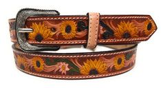 THIS IS A GORGEOUS GENUINE LEATHER WESTERN STYLE KIDS BELT. FLORAL EMBOSSED WITH WHITE STITCHING ON THE SIDES. HAND DECORATED ALL AROUND. BELT IS 1 1/8 INCH WIDE. BUCKLE IS REMOVABLE. SIZE IS TO THE CENTER NOTCH, FOR EXAMPLE A SIZE 20 IS 20 INCHES TO THE CENTER NOTCH. To accurately order a belt please measure your old belt to the notch you use it on (don’t include the buckle). For example, if it measures 20 inches to the notch you use it on go with a size 20. Rodeo Belt, Western Leather Belt, Cowboy Rodeo, Kids Belt, Western Leather, Hand Decorated, Western Style, Leather Belt, Baby Toddler