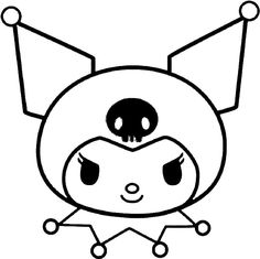 a black and white drawing of a cartoon character with big eyes, nose and ears