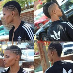 Yu wear it well! Natural Short Cuts, Africa Women, Shaved Hair Designs, Tapered Haircut, Cut Life, Mohawks, Faded Hair, Pelo Afro