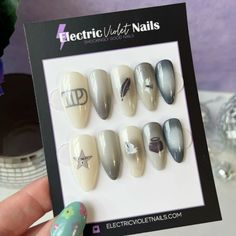 TTPD inspired press-on nail design Ttpd Inspired Nails, Ttpd Nail, Ttpd Nails Taylor Swift, Taylor Swift Nail Ideas