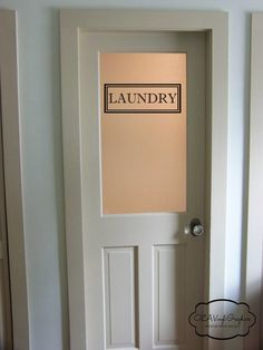 a door with a laundry sign on it