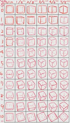 the diagram shows how to draw cubes with different angles and sizes, including one that is