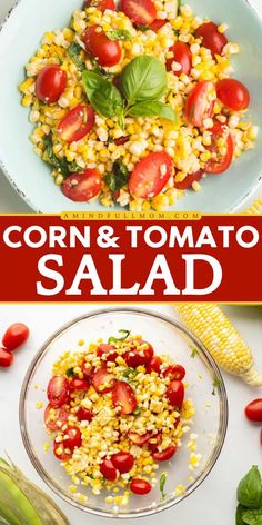 This Corn and Tomato Salad is the summer salad for BBQ made with sweet corn, tomatoes, and basil. This corn salad is the best BBQ side dish to add to your easy Labor Day party food! Corn Tomato Pasta Salad, Corn Tomato Basil Salad, Salad For Bbq, Corn And Tomato Salad, Sauteed Zucchini And Squash, Tomato Basil Salad, Corn Tomato Salad, Corn And Tomato, Tomato Pasta Salad