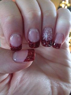 Nails Vacation, Glitter Tip Nails, Santa Nails, Christmas Gel, Manicure Nail Designs, French Tip Nail Designs, Spring Nail Designs