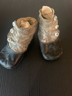 1920's Baby Shoes each with 3 buttons for closure.  I have paper stuffed in each shoe so they will stand up on their own.  The soles show some wear and age as do the upper shoes. Crib Shoes, Shoes Booties, Girl Clothes, Vintage Baby, Sewing Hacks, Stand Up, Kids Shoes, Baby Shoes, Girl Outfits