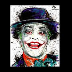 the joker is wearing a top hat and bow tie with his face painted on it