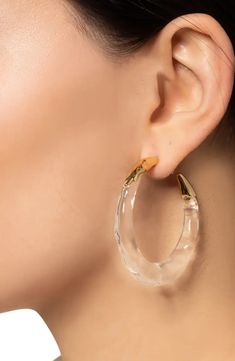 Alexis Bittar Lucite® Molten Hoop Earrings | Nordstrom Clear Acrylic Jewelry, Lucite Earrings, Dope Jewelry Accessories, Baddie Vibes, Clear Jewelry, Alexis Bittar Jewelry, Chunky Earrings, Beaded Necklace Diy, Bold Earrings