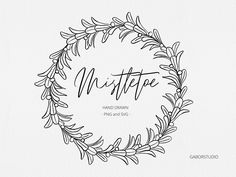 a hand drawn wreath with the word winter written in cursive font and surrounded by leaves