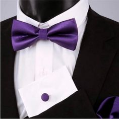 Classic Purple Suit And Tie Accessories For Wedding, Elegant Purple Suit And Tie Accessories For Groom, Halloween Prom, Prom Event, Pocket Square Wedding, Purple Bow Tie, Wedding Ready, Pre Tied Bow Tie, Woven Handbags