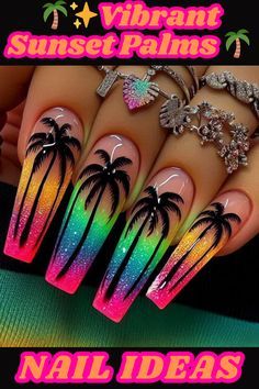 Sunset Nail Ideas, Funky Summer Nails 2024, Miami Holiday, Unique Nail Designs, Short Coffin Nails Designs, Nail Shapes Square, Nail Pics, Sunset Nails, Mauve Nails