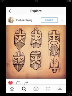 an instagramr with some drawings on it, and the caption below reads explore the beardawg follow