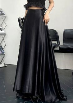 Elevate your summer wardrobe with our luxurious New Black Silk Maxi Skirts, featuring an elegant solid high waist design. Perfect for warm weather days and evenings, these skirts exude sophistication and exclusivity.Fabric: Silk BlendedSize & Fit: This garment fits true to size.Length: Size L measures 41.34"from waist to hem.Waist:Fitted - very fitted at natural waist Hip: Loosely Fitted. room for hips.Hand Wash Cold. Total delivery time=Processing time+Shipping time. Processing time usually tak Maxi Skirts Summer, Skirts Summer, Silk Maxi Skirt, Fashion Shoes Flats, Silk Maxi, Maxi Skirts, Dress Jewelry, Black Solid, Cami Dress