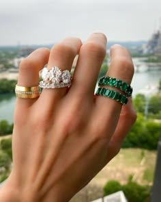 Green Emerald Emerald Cut Eternity band by Good Stone in Rose Gold Emerald Diamond Ring, Rings Rings