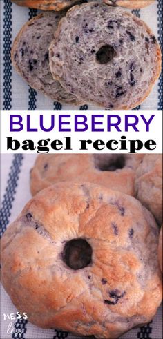 blueberry bagel recipe with text overlay