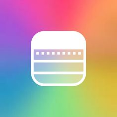 a colorful background with a white square icon