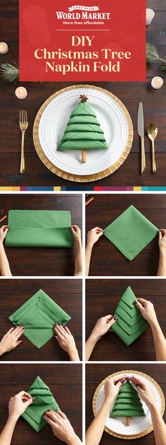 how to make a paper christmas tree napkin fold