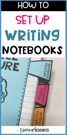 an image of writing notebooks with the title how to set up writing notebooks