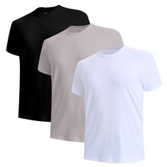 PRICES MAY VARY. ULTIMATE COMFORT:Feel the luxury with our 3-pack men's t-shirts! Designed with a snug fit and stretch, these shirts move with you. Plus, they keep you cool and dry thanks to moisture-wicking, breathable fabric—perfect for any season. ELEVATE YOUR UNDERSHIRT GAME:Our tag-free undershirts aren’t just soft—they’re silky smooth! Softer than cotton, wrinkle-resistant, and with a reinforced neckline, these will keep you looking sharp. The extra length keeps them tucked in all day for Mens Undershirts, Tees For Men, Keep Cool, Moisture Wicking, Solid Colors, Mens T, Fashion Branding, Everyday Wear, Perfect Fit