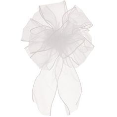 a white ribbon with a large bow on the top and bottom, tied to it's side