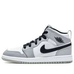 (PS) Air Jordan 1 Mid 'Light Smoke Grey' 640734-092 Retro Basketball Shoes  -  KICKS CREW Air Force Nike, Sneakers Air Jordan, Popular Sneakers, Jordan Air, Air Jordan 1 Mid, Jordan 1 Mid, School Shoes, Jordan 1 Retro, Sneakers Online