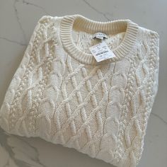 Nwt Oversized Fit Cute Sweaters For Winter, Cute Knit Sweaters, Chunky White Sweater, Oversized White Sweater, Cream Knitted Sweater, Knitwear Sweaters, Thrift Wishlist, Woman Sweaters, Burr Basket